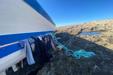 Lampedusa, carretta del mare abbandonata sulla spiaggia. La foto è stata scattata il 31 dicembre 2022